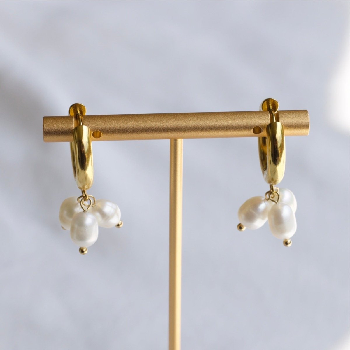 Side View of Ceci Earrings Showing Gold Hoop