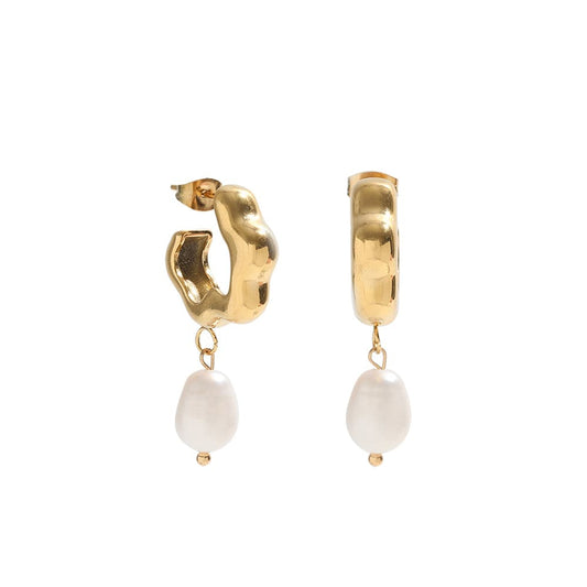 Side View of Maria Bridal Pearl Earrings Showing Earring Length on the Side View