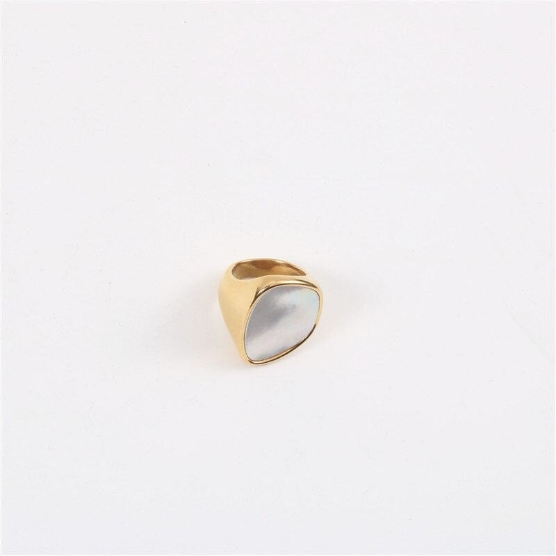 Side View of Leticia Ring Showing 18K Gold Plating and Chunky Design