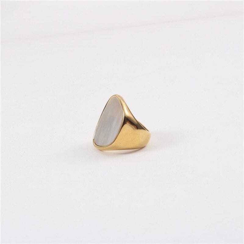 Side View of Leticia Ring Showing 18K Gold Plating and Chunky Design